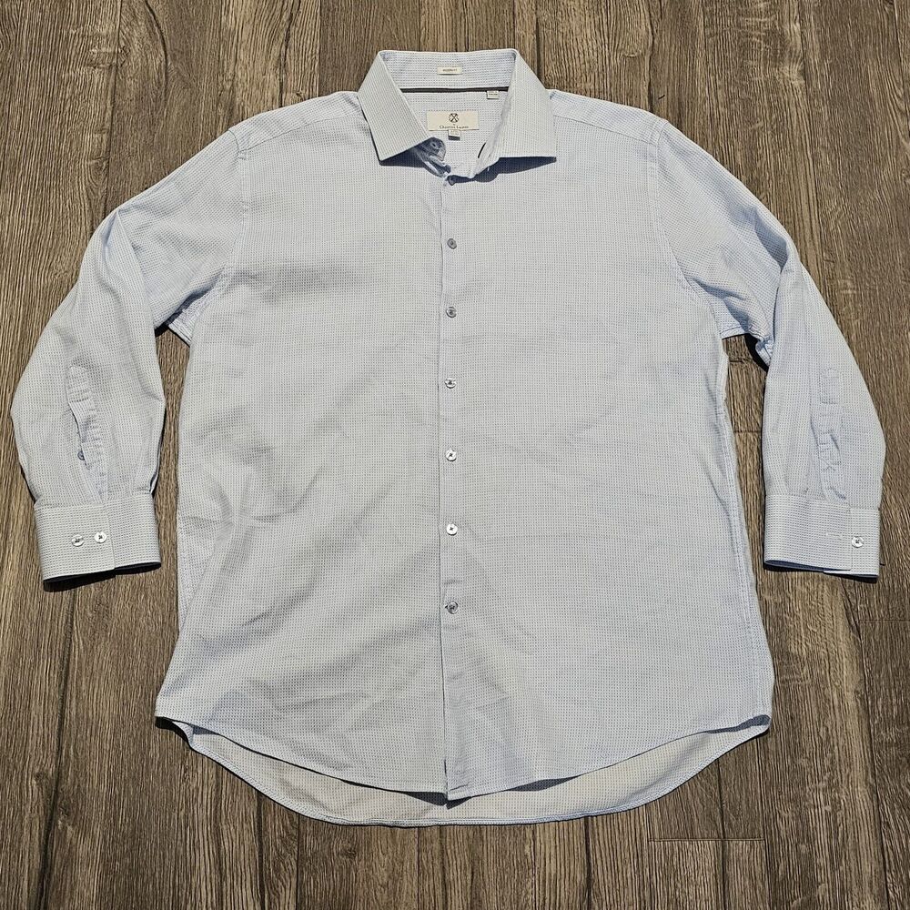 CXL Christian Lacroix Blue Contemporary Button Up Shirt Mens Sz 17 1/2 32-33